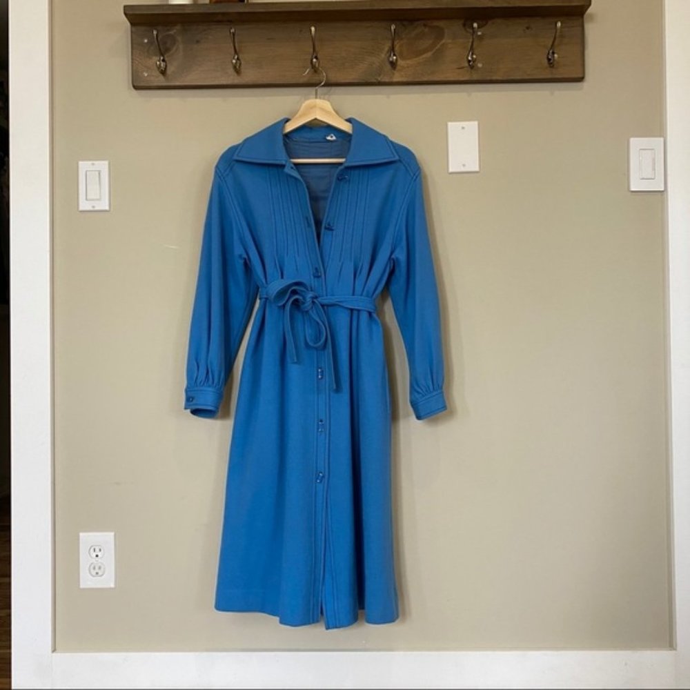 Vintage Japanese Long 100% Wool Coat Belted Lined Pockets